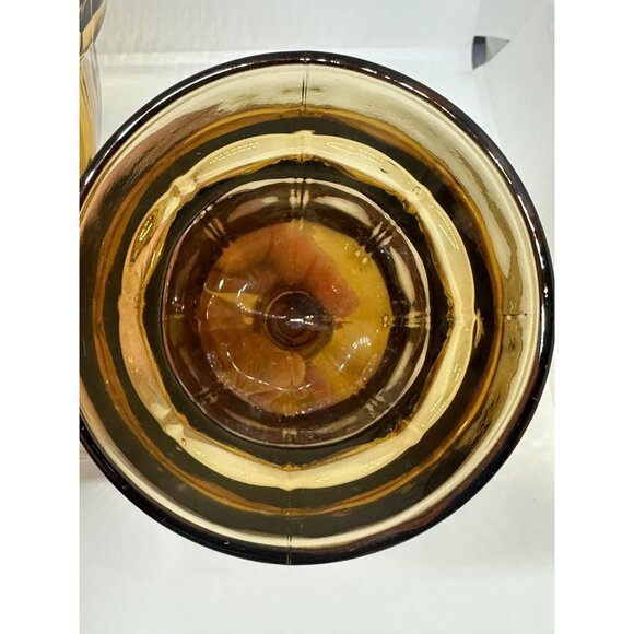 VTG Noritake Provincial Paneled Brown 5.5 inch tall Glass Water Goblet Set of 4 - Picture 7 of 8